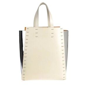 Paco Rabanne Leather Cream and Silver Tote Bag